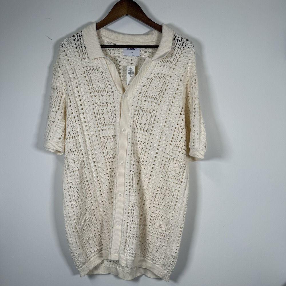 Men's Old Navy Knit Cardigan Sweater Shirt‎ S/S Black Size Large Tall NWT